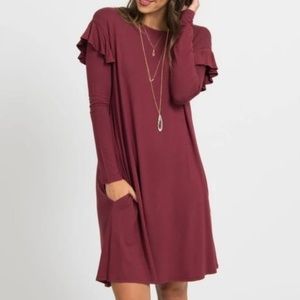 NWT Ruffle Dress Black Cherry